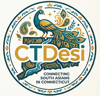 CTDesi emblem — peacock over the map of Connecticut